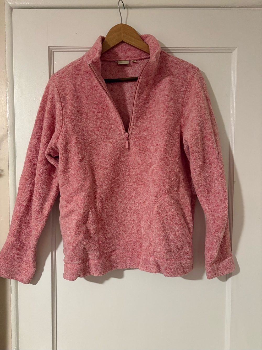 LL Bean Pink Fleece Pullover outdoor hike warm Small S midlayer girly cozy